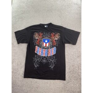 NWT Vintage Phat Doc Shirt Mens XXL Black Heavyweight Rooster Puerto Rico Flag